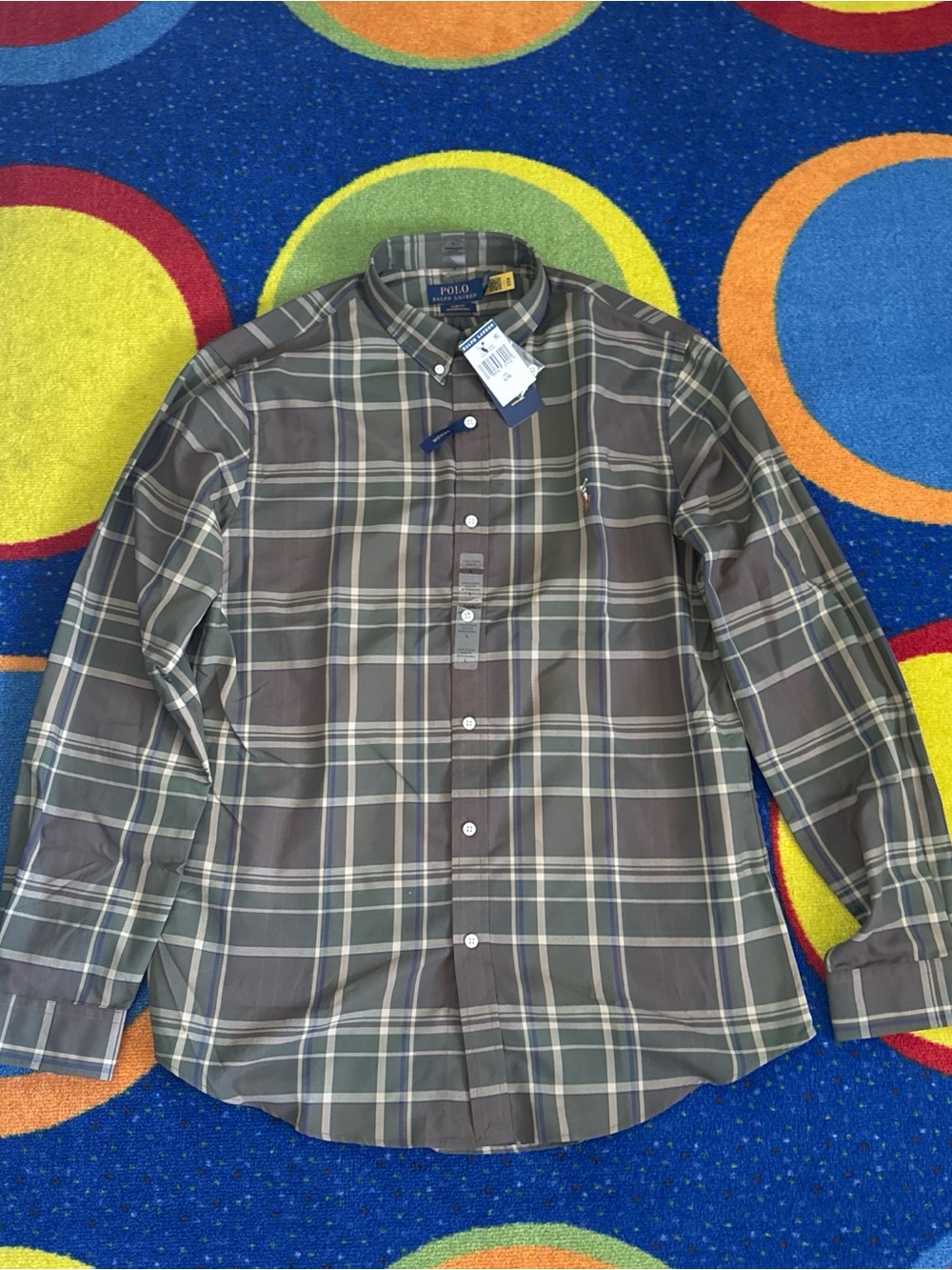 Ralph Lauren Brown and Green Plaid Button-Down Shirt